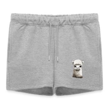 Alpaga moelleux et mignon - Short de survêtement femme premium - gris chiné - Devant - AI Model Female 172 light (172cm)
