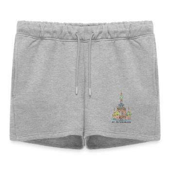 Saint-Pétersbourg, Église, Russie, Dessin au trait - Short de survêtement femme premium - gris chiné - Devant - AI Model Female 172 light (172cm)