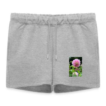 Dahlia rose rose fleur, fleur - Short de survêtement femme premium - gris chiné - Devant - AI Model Female 172 light (172cm)