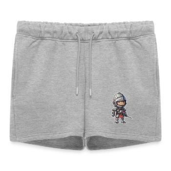 Chevalier à l’armure en bois – Guerrier RPG fantastique - Short de survêtement femme premium - gris chiné - Devant - AI Model Female 172 light (172cm)
