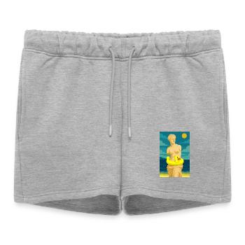 La Vénus (à la plage) - Short de survêtement femme premium - gris chiné - Devant - AI Model Female 172 light (172cm)