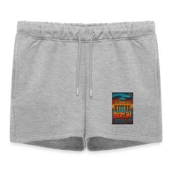 T-shirt Grafiti Berlin avec Porte de Brandebourg - Short de survêtement femme premium - gris chiné - Devant - AI Model Female 172 light (172cm)