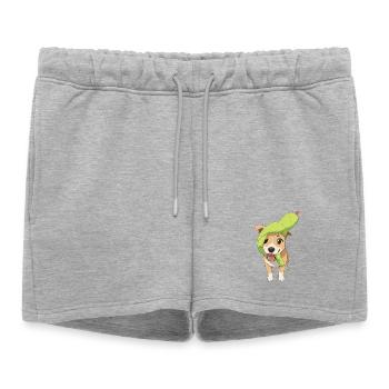 Chien charmant avec serpent jouet - Short de survêtement femme premium - gris chiné - Devant - AI Model Female 172 light (172cm)