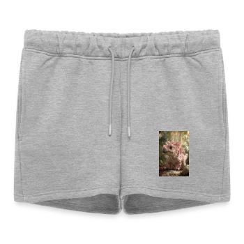 Stégosaure rose dans la Forêt des Braises - Short de survêtement femme premium - gris chiné - Devant - AI Model Female 172 light (172cm)
