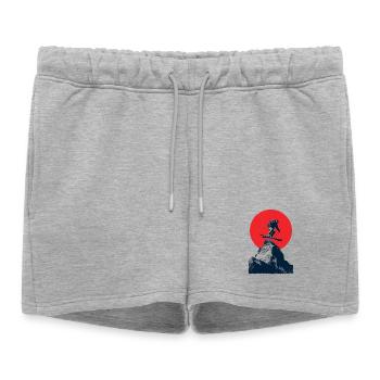 Saut à ski sur des sommets rocheux - Short de survêtement femme premium - gris chiné - Devant - AI Model Female 172 light (172cm)