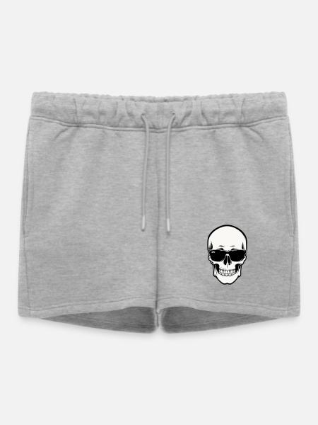 Skelett mit Sonnenbrille in Schwarzweiß - Frauen Premium Organic Sweatshorts - Grau meliert
