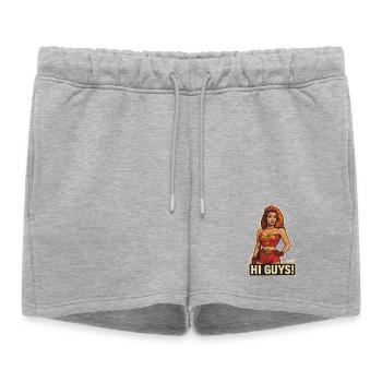 Salut les gars, héroïne rétro - Short de survêtement femme premium - gris chiné - Devant - AI Model Female 172 light (172cm)