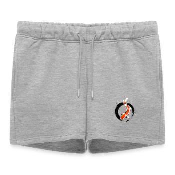 Zen Koi Ink Circle - Women’s Premium Organic Sweatshorts - heather grey - Front - AI Model Female 172 light (172cm)