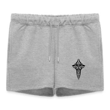 Croix, gothique, crucifix - Short de survêtement femme premium - gris chiné - Devant - AI Model Female 172 light (172cm)