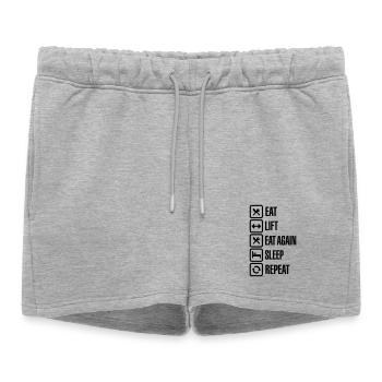 Eat - Lift - Eat again - Sleep - Repeat - Short de survêtement femme premium - gris chiné - Devant - AI Model Female 172 light (172cm)