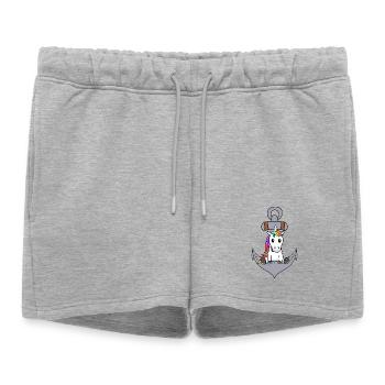 Anchor Unicorn Maritime Mythical Creature Sailor Ahoy - Women’s Premium Organic Sweatshorts - heather grey - Front - AI Model Female 172 light (172cm)