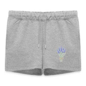 Bouquet de lavande - Short de survêtement femme premium - gris chiné - Devant - AI Model Female 172 light (172cm)