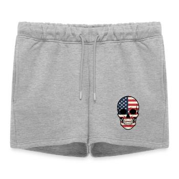 Crâne puissant Crâne USA Biker Liberté - Short de survêtement femme premium - gris chiné - Devant - AI Model Female 172 light (172cm)