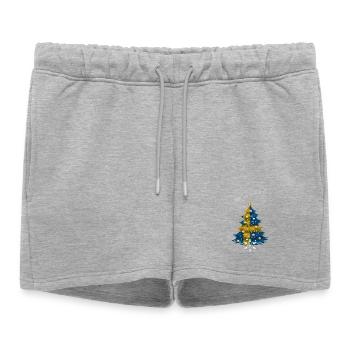 Sapin de Noël avec drapeau de la Suède - Short de survêtement femme premium - gris chiné - Devant - AI Model Female 172 light (172cm)