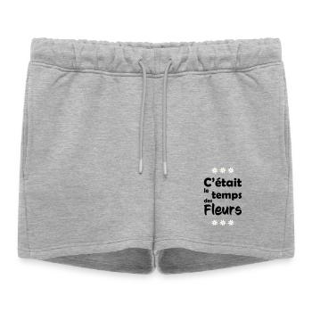 It was flower time - Women’s Premium Organic Sweatshorts - heather grey - Front - AI Model Female 172 light (172cm)