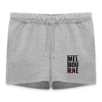 Melbourne, Australie, Conception typographique - Short de survêtement femme premium - gris chiné - Devant - AI Model Female 172 light (172cm)