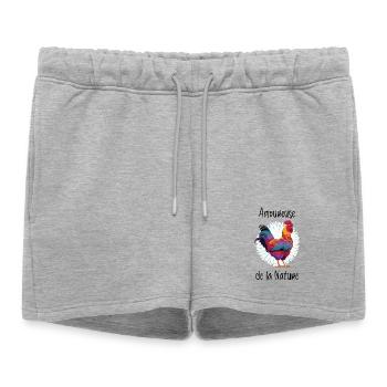 Amoureuse de la Nature - Poule - Coq - Short de survêtement femme premium - gris chiné - Devant - AI Model Female 172 light (172cm)