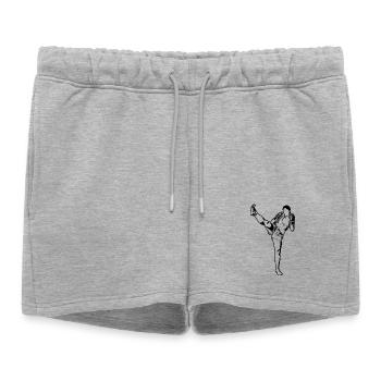 Kickboxeuse féminine - Short de survêtement femme premium - gris chiné - Devant - AI Model Female 172 light (172cm)