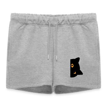Chat noir - Short de survêtement femme premium - gris chiné - Devant - AI Model Female 172 light (172cm)