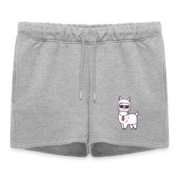 Llama cool avec cravate à lunettes de soleil - Short de survêtement femme premium - gris chiné - Devant - AI Model Female 172 light (172cm)