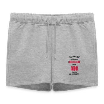 adolescent / enfant / ado / adolescente - Short de survêtement femme premium - gris chiné - Devant - AI Model Female 172 light (172cm)