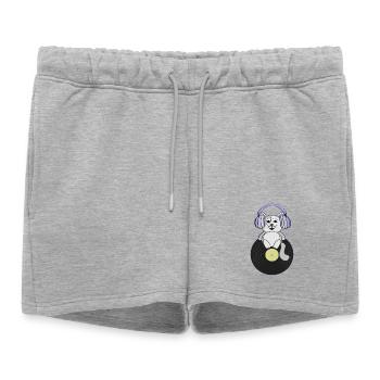 Nostalgic kitten who loves vinyl records - Women’s Premium Organic Sweatshorts - heather grey - Front - AI Model Female 172 light (172cm)
