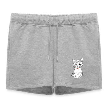 blanc - Short de survêtement femme premium - gris chiné - Devant - AI Model Female 172 light (172cm)