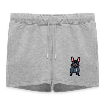 Bouledogue français - Short de survêtement femme premium - gris chiné - Devant - AI Model Female 172 light (172cm)