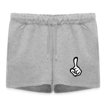 Index levé (doigt / main gauche / 2C) - Short de survêtement femme premium - gris chiné - Devant - AI Model Female 172 light (172cm)
