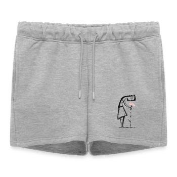 Femme minimaliste avec une fleur - Short de survêtement femme premium - gris chiné - Devant - AI Model Female 172 light (172cm)