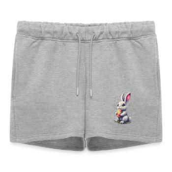 Papa Lapin de Pâques partenaire de Pâques Look de Pâques - Short de survêtement femme premium - gris chiné - Devant - AI Model Female 172 light (172cm)