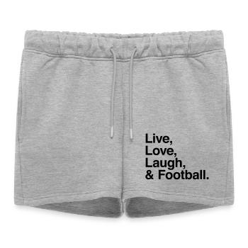 live love laugh and football - Women’s Premium Organic Sweatshorts - heather grey - Front - AI Model Female 172 light (172cm)