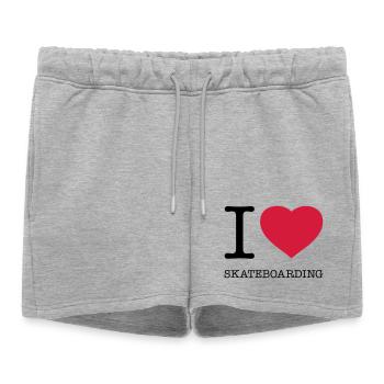 I LOVE SKATEBOARDING Skateboard - Women’s Premium Organic Sweatshorts - heather grey - Front - AI Model Female 172 light (172cm)