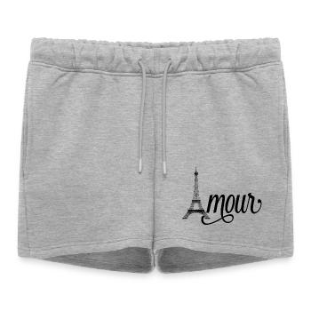 Amour Paris - Tour Eiffel - Short de survêtement femme premium - gris chiné - Devant - AI Model Female 172 light (172cm)