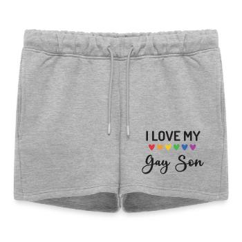 J’aime mon fils gay - Short de survêtement femme premium - gris chiné - Devant - AI Model Female 172 light (172cm)