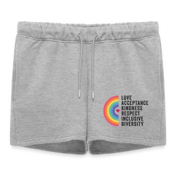 Mois de la fierté LGBT - Amour. Acceptation. Bonté. - Short de survêtement femme premium - gris chiné - Devant - AI Model Female 172 light (172cm)