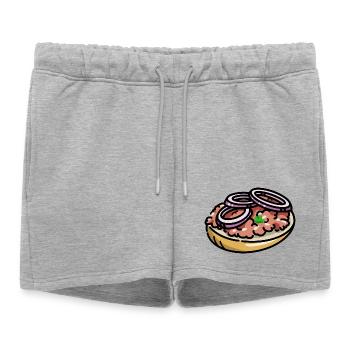 Comic Mettbrötchen Mett Hack Brötchen Zwiebeln - Women’s Premium Organic Sweatshorts - heather grey - Front - AI Model Female 172 light (172cm)