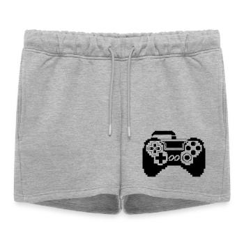 Graphismes pixel de la manette de jeu - Short de survêtement femme premium - gris chiné - Devant - AI Model Female 172 light (172cm)