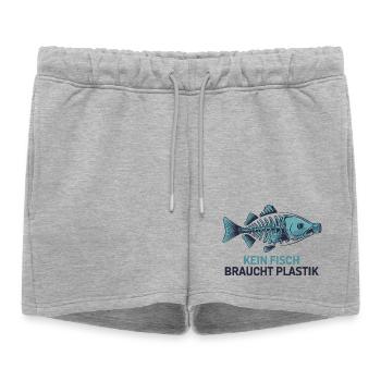 No fish needs plastic, environmental protection motif - Women’s Premium Organic Sweatshorts - heather grey - Front - AI Model Female 172 light (172cm)