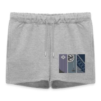 Échos d’Edo - Art japonais moderne - Short de survêtement femme premium - gris chiné - Devant - AI Model Female 172 light (172cm)