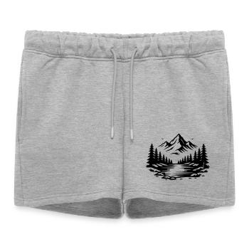 Icône en plein air de la forêt des montagnes - Short de survêtement femme premium - gris chiné - Devant - AI Model Female 172 light (172cm)