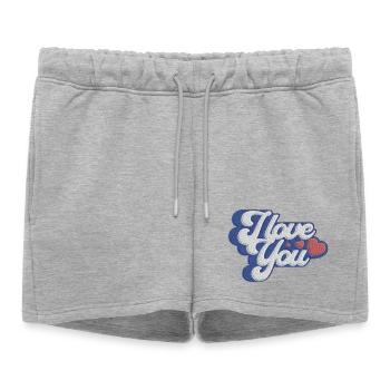 I Love you - message d'amour - Short de survêtement femme premium - gris chiné - Devant - AI Model Female 172 light (172cm)
