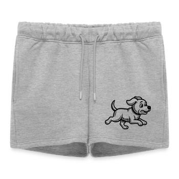 Promenade de chiot en course - Short de survêtement femme premium - gris chiné - Devant - AI Model Female 172 light (172cm)