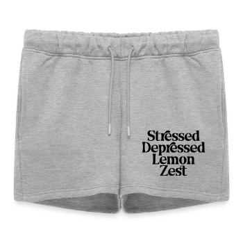 Citation drôle sur le zeste de citron stressé et déprimé - Short de survêtement femme premium - gris chiné - Devant - AI Model Female 172 light (172cm)