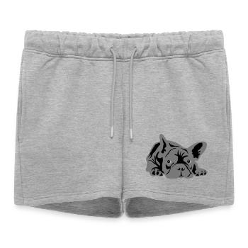 französische bulldogge 2 Farben - Frauen Premium Organic Sweatshorts - Grau meliert - Vorne - AI Model Female 172 light (172cm)