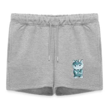 Blue Hippo I Wildlife Comic - Short de survêtement femme premium - gris chiné - Devant - AI Model Female 172 light (172cm)