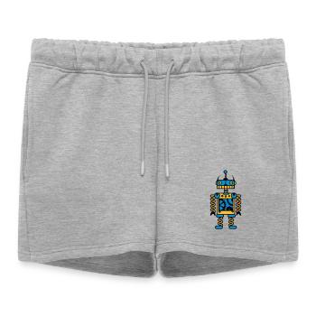 Un robot avec des engrenages - Short de survêtement femme premium - gris chiné - Devant - AI Model Female 172 light (172cm)