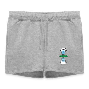 Le verre est à moitié plein, à moitié vide, optimiste drôle - Short de survêtement femme premium - gris chiné - Devant - AI Model Female 172 light (172cm)