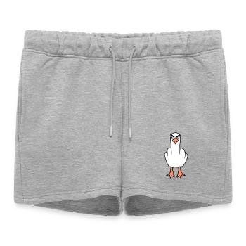 Mouette majeur insulte doigt puant vilain - Short de survêtement femme premium - gris chiné - Devant - AI Model Female 172 light (172cm)