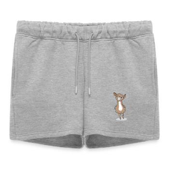 Lama joyeux et coquin - Short de survêtement femme premium - gris chiné - Devant - AI Model Female 172 light (172cm)
